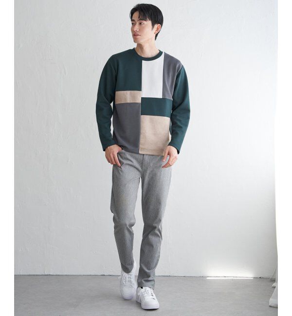 ikka「ブロックスダンボールクルーネック」|パーカー|