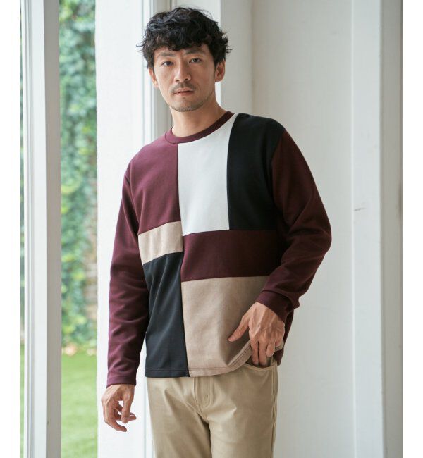 ikka「ブロックスダンボールクルーネック」|パーカー|