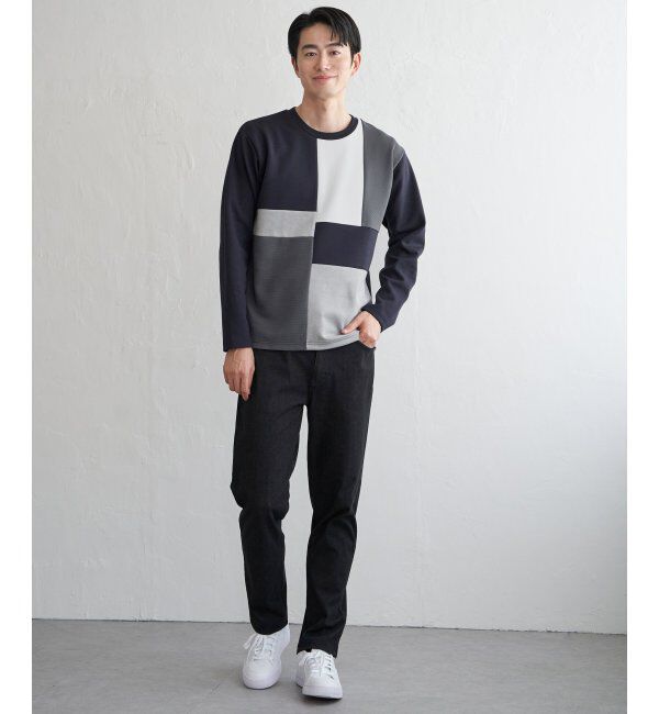 ikka「ブロックスダンボールクルーネック」|パーカー|