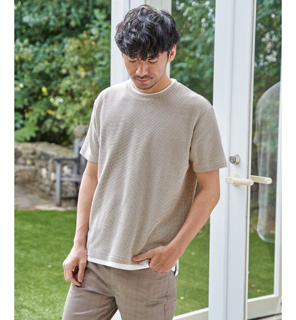 ikka「【抗菌防臭】冷感ドライワッフルフェイクT」|Tシャツ・カットソー|ベージュ