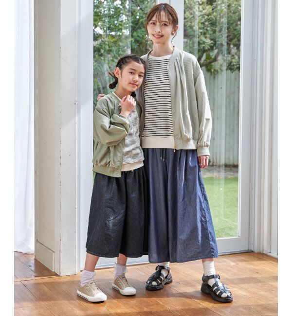 ikka kids「ライトデニムボリュームスカーチョ（120~160cm）」|スカート|