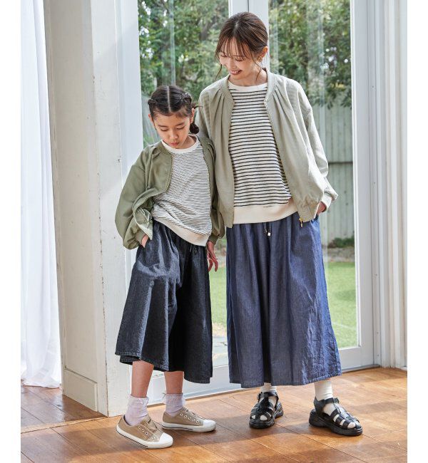 ikka kids「ライトデニムボリュームスカーチョ（120~160cm）」|スカート|