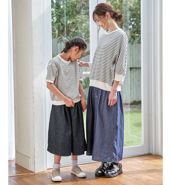 ikka kids「ライトデニムボリュームスカーチョ（120~160cm）」|スカート|
