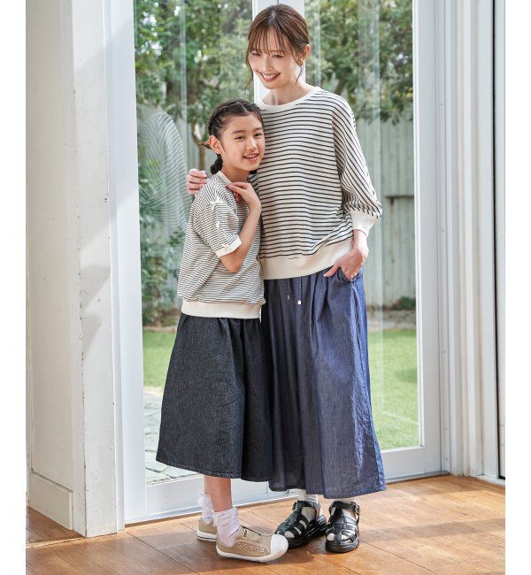 ikka kids「ライトデニムボリュームスカーチョ（120~160cm）」|スカート|