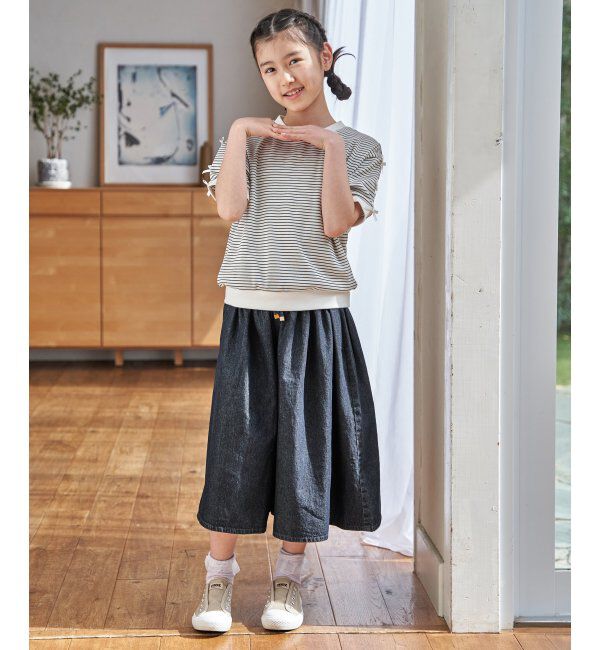 ikka kids「ライトデニムボリュームスカーチョ（120~160cm）」|スカート|