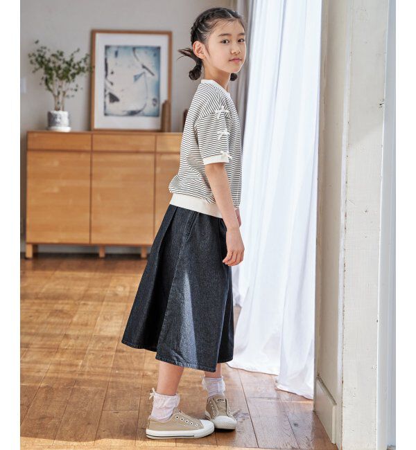 ikka kids「ライトデニムボリュームスカーチョ（120~160cm）」|スカート|