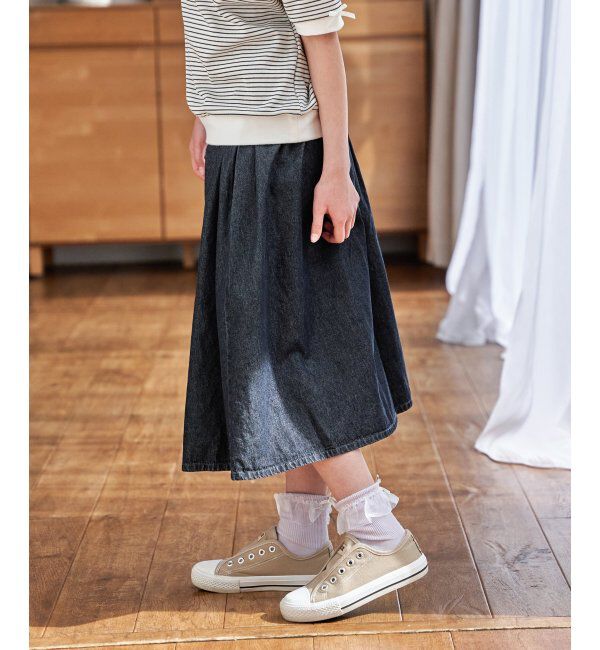 ikka kids「ライトデニムボリュームスカーチョ（120~160cm）」|スカート|