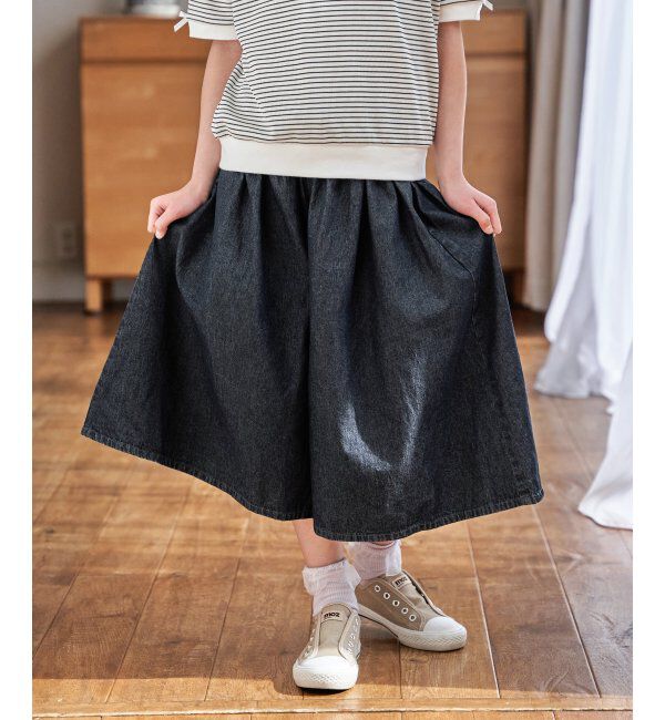 ikka kids「ライトデニムボリュームスカーチョ（120~160cm）」|スカート|
