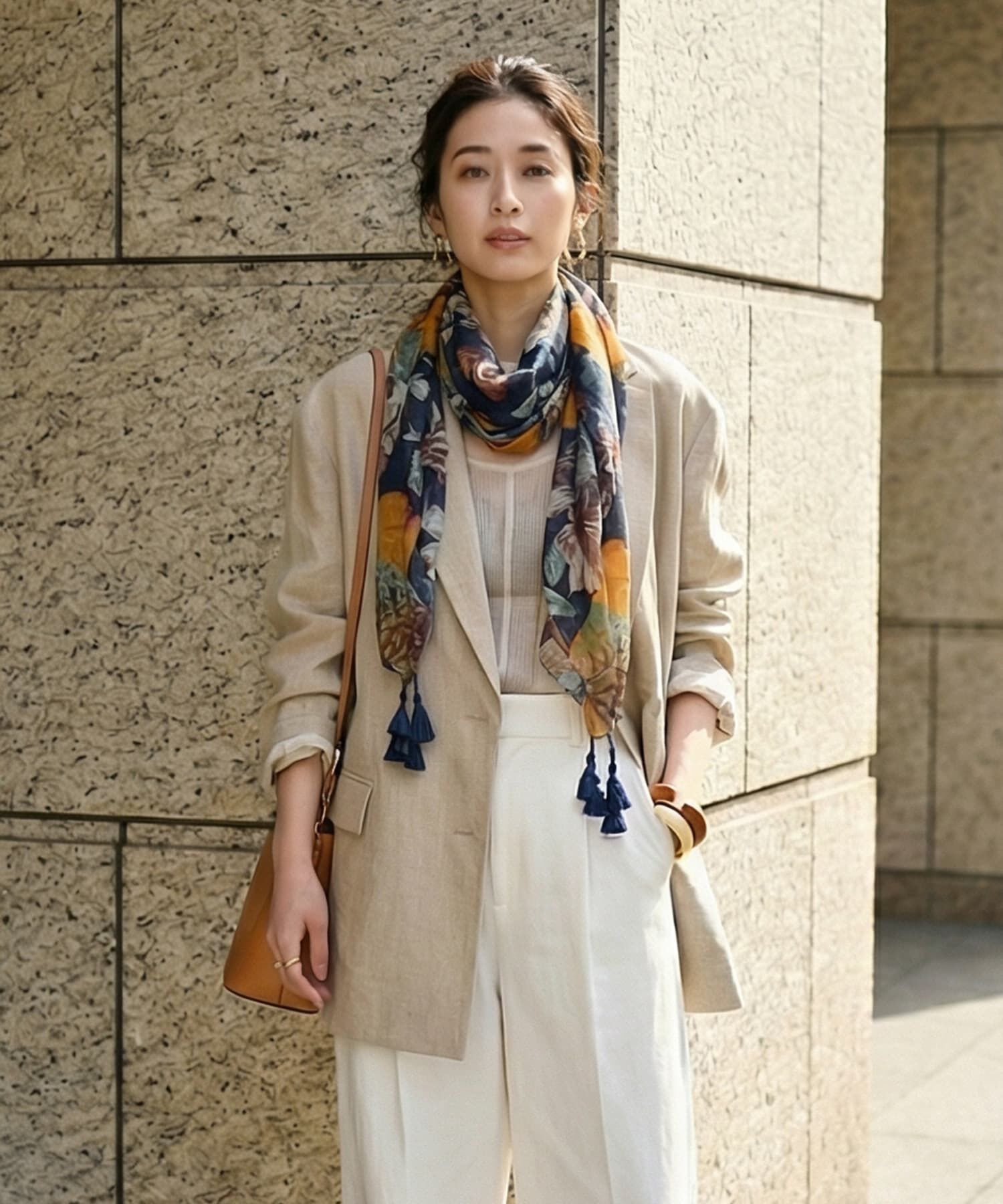 STYLE DELI「【DELI by】フローラルプリントロングストール（タッセル付き）」|ストール|