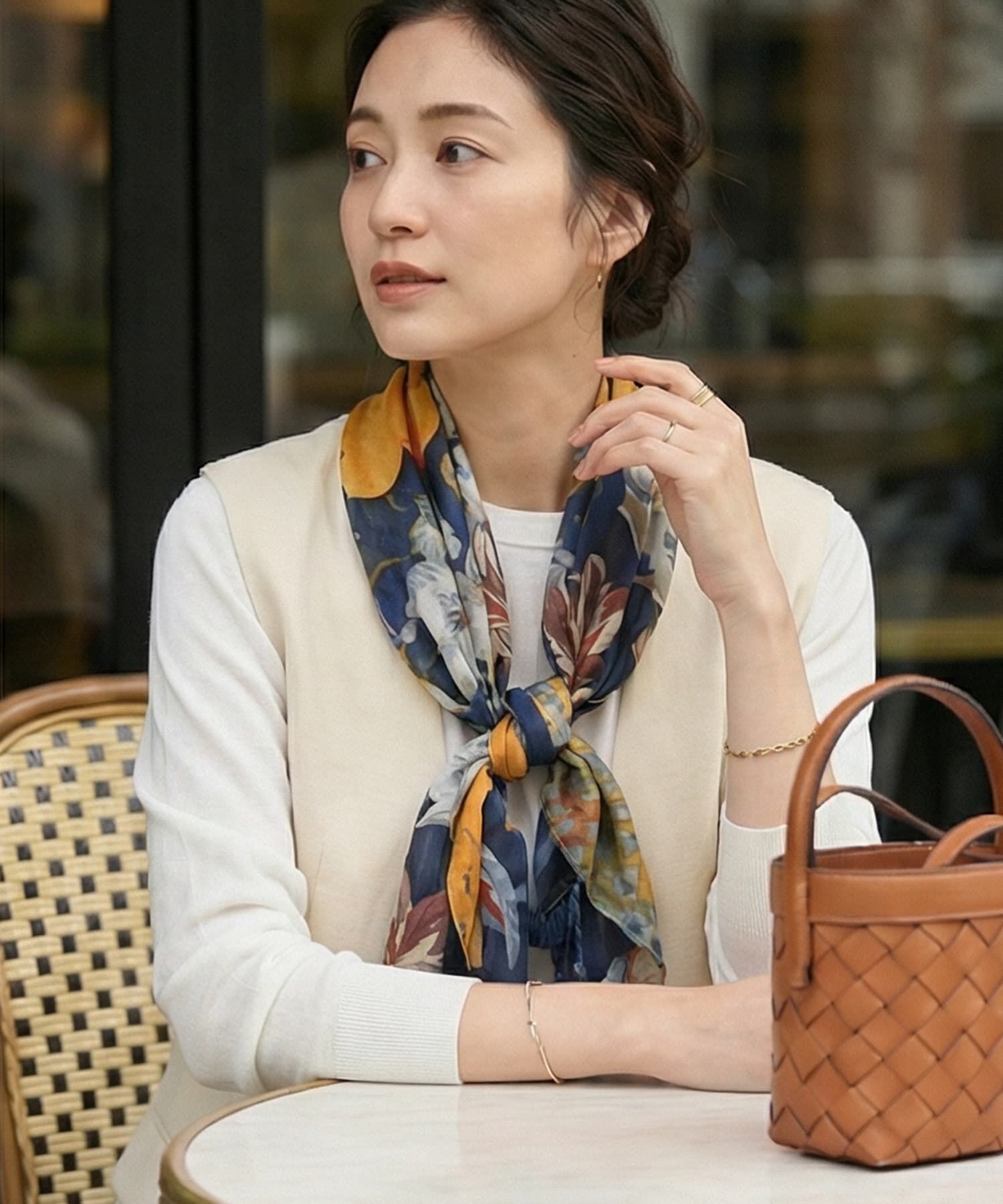 STYLE DELI「【DELI by】フローラルプリントロングストール（タッセル付き）」|ストール|