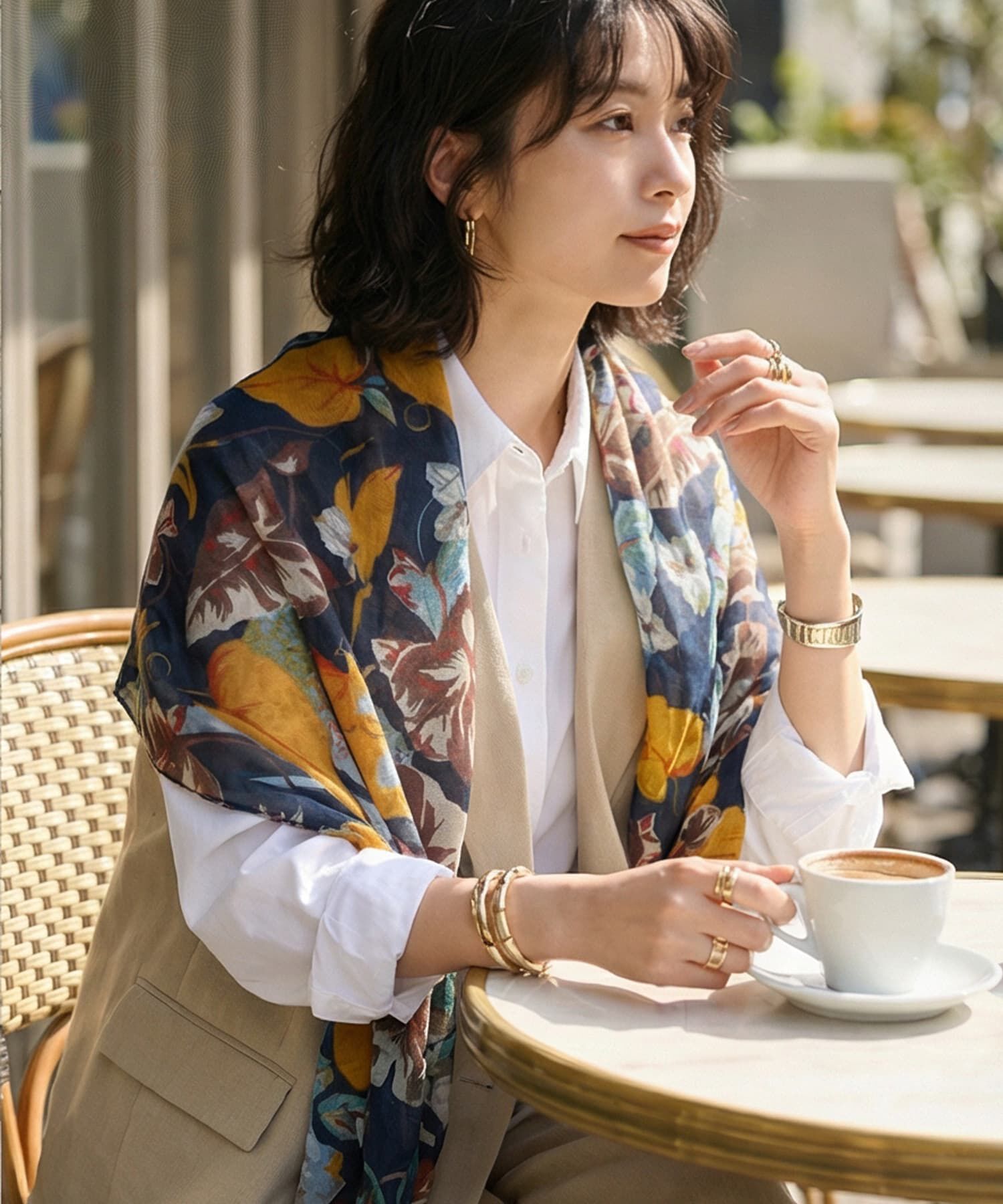 STYLE DELI「【DELI by】フローラルプリントロングストール（タッセル付き）」|ストール|