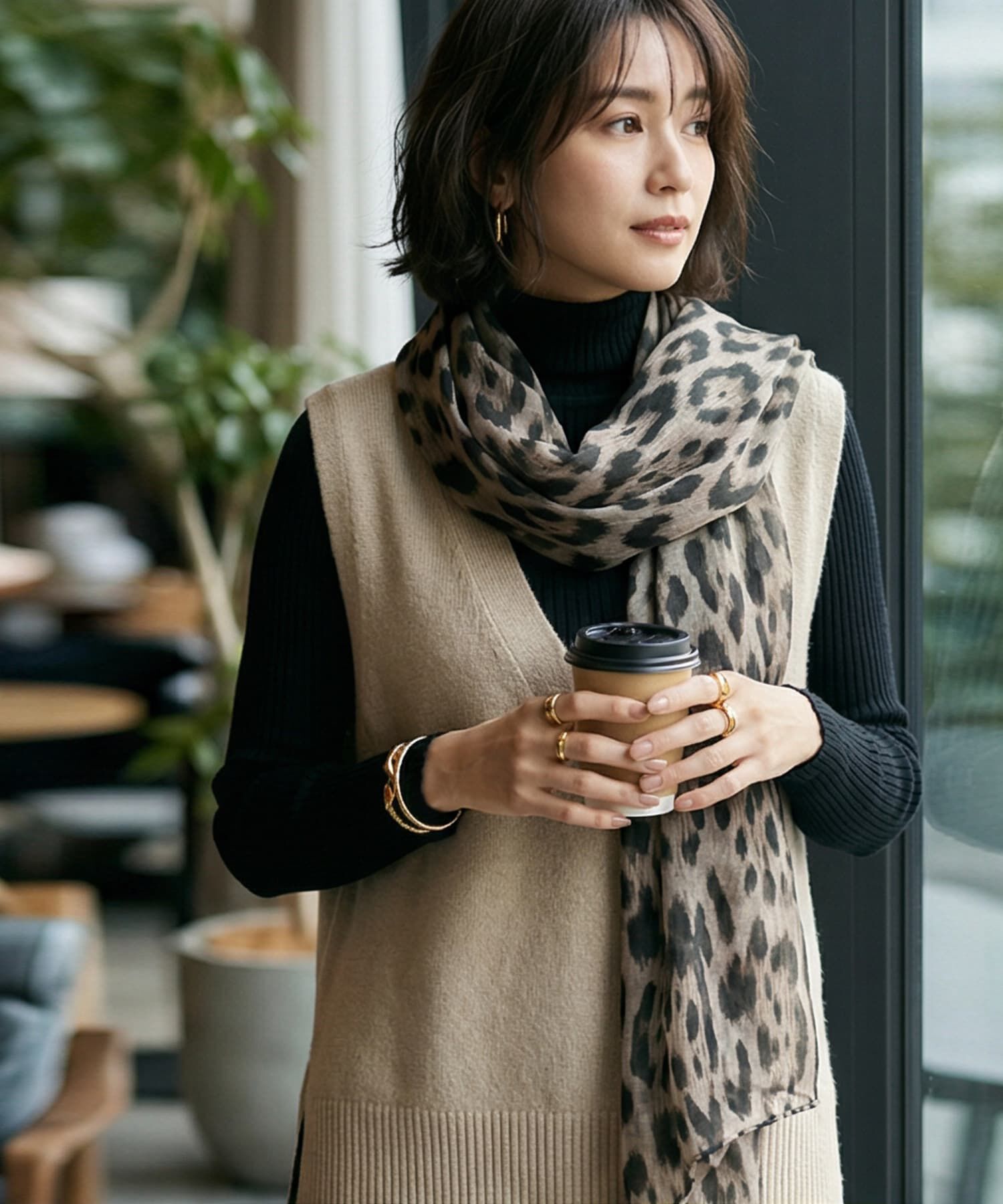 STYLE DELI「【DELI by】レオパードプリント軽量ロングストール」|ストール|