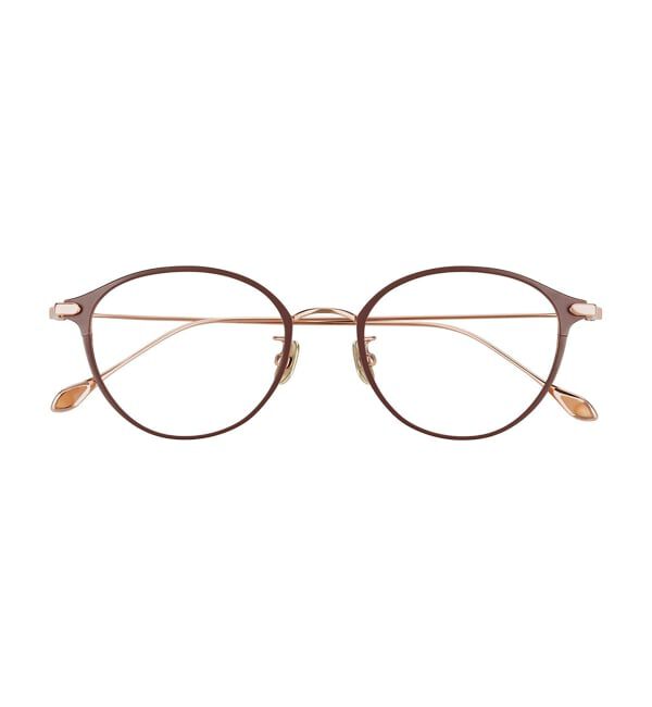  「ボストン型 メガネ | チタン 軽量 メタル 高級感 伊達メガネ TITANIUM (ビジネス) レンズ交換券付」|メガネ|薄ブラウン1
