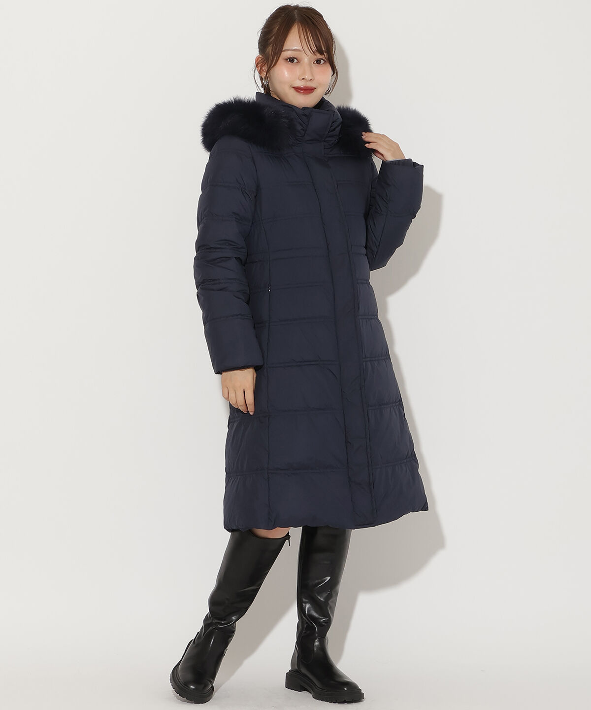 アンドクチュール「FOXファー付きミドルロングダウン」|ダウン|
