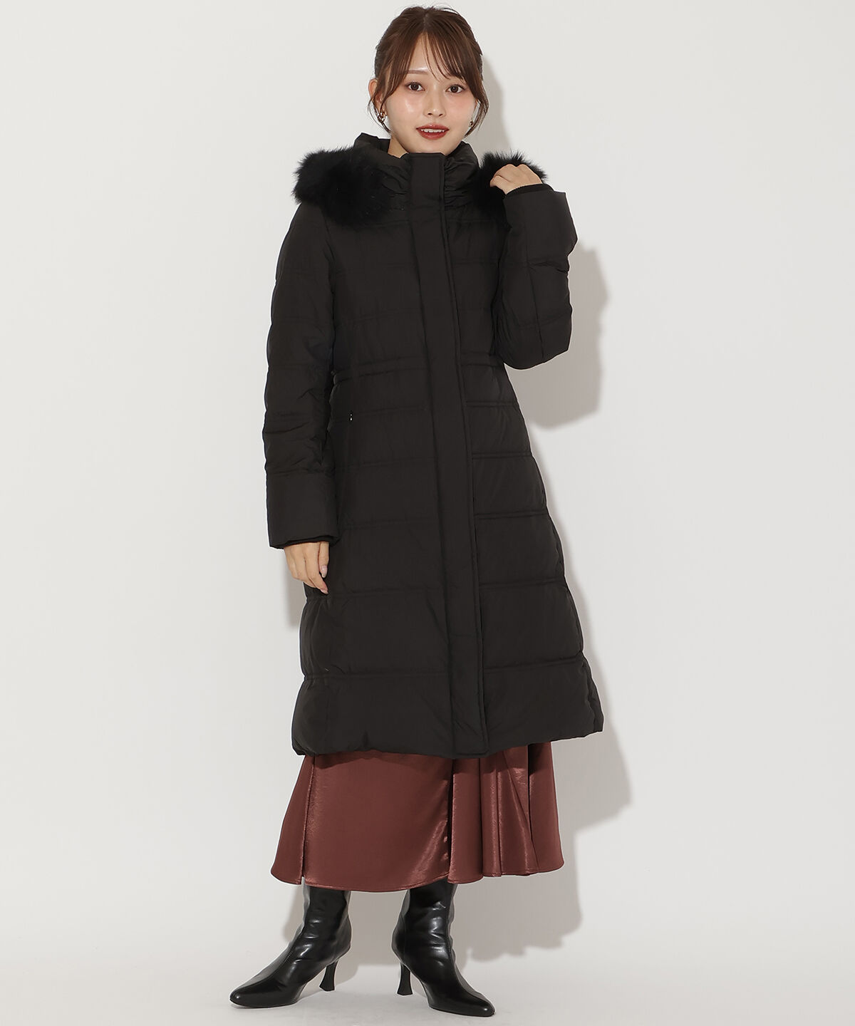 アンドクチュール「FOXファー付きミドルロングダウン」|ダウン|