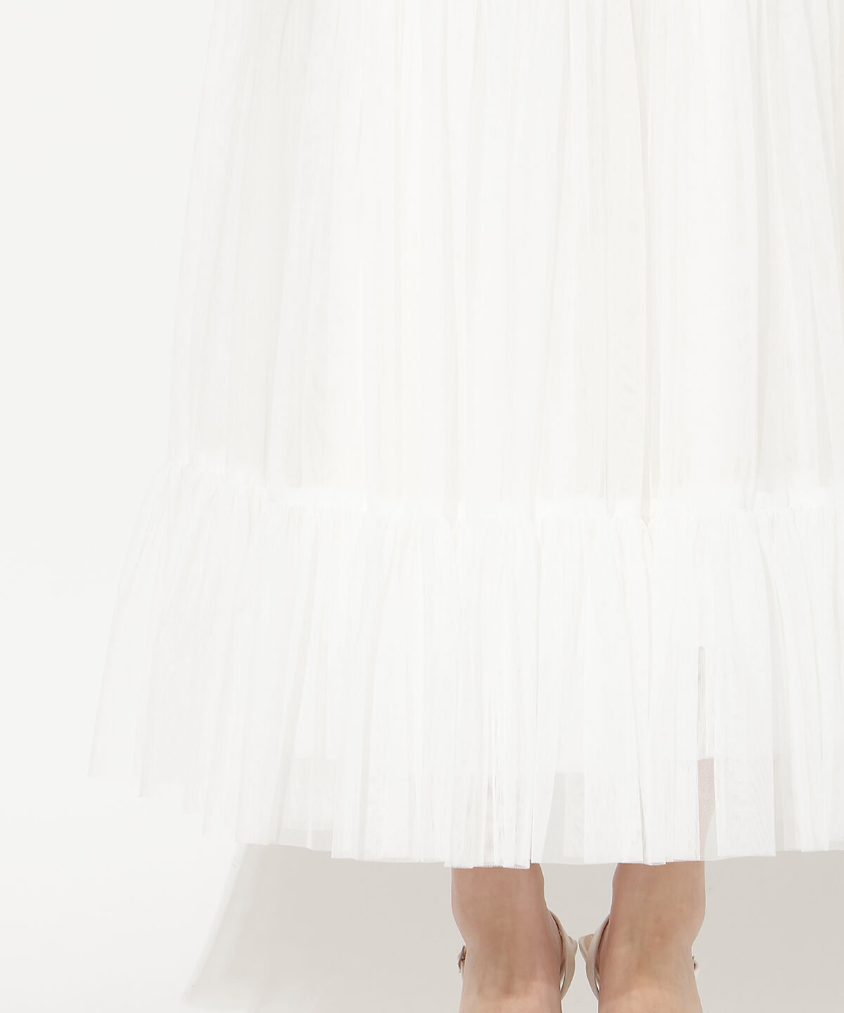 アンドクチュール「チュールティアードギャザースカート」|フレア|