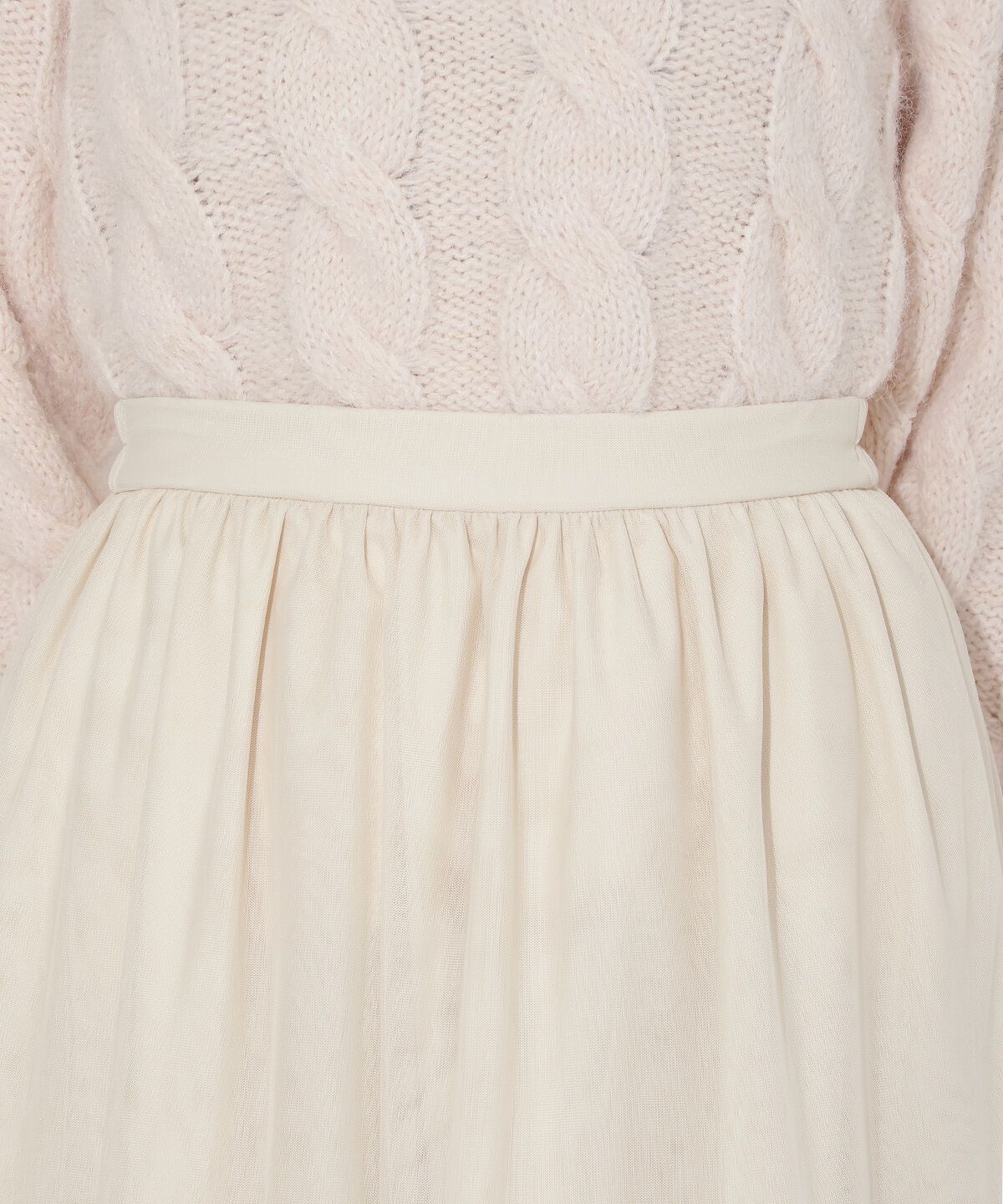 アンドクチュール「チュールティアードギャザースカート」|フレア|