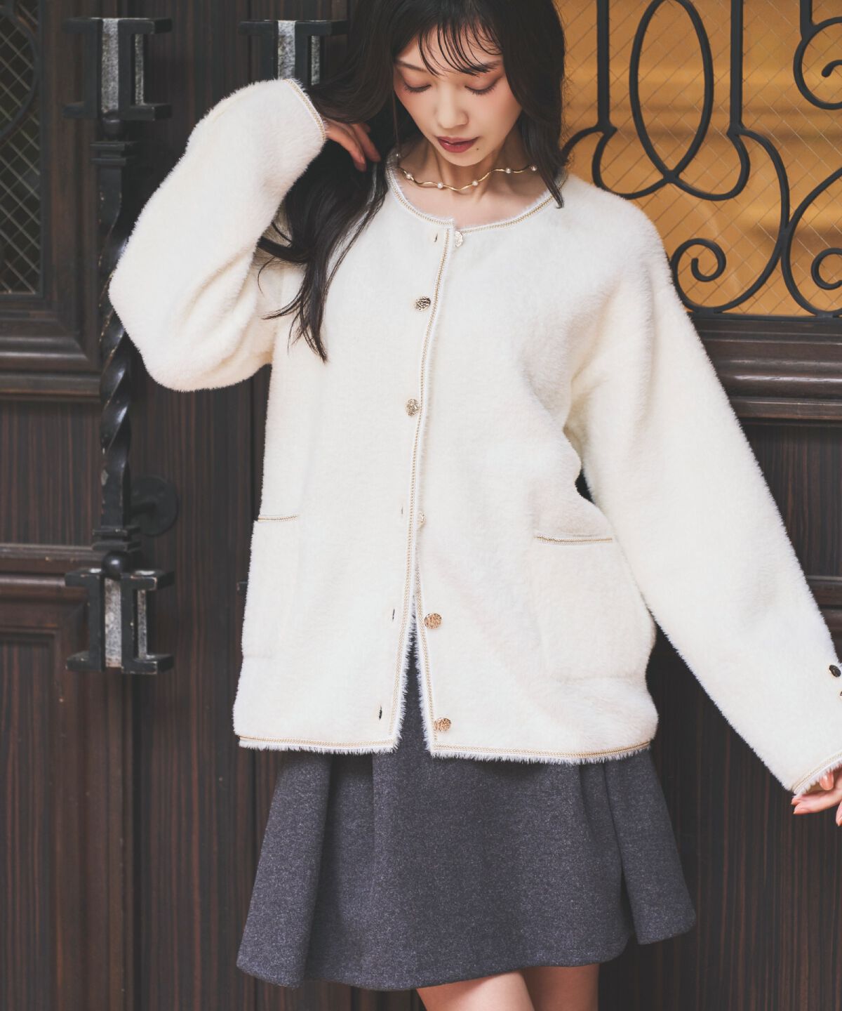 アンドクチュール「ベルト付きボックスミニスカート」|台形|