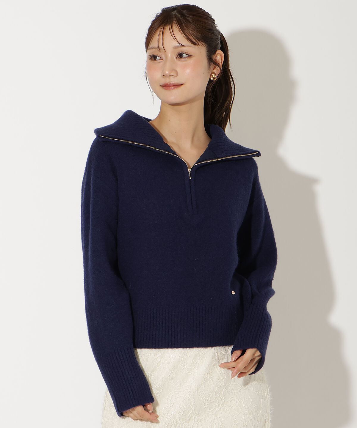 アンドクチュール「ZIPビッグカラープルオーバー」|ニット・セーター|