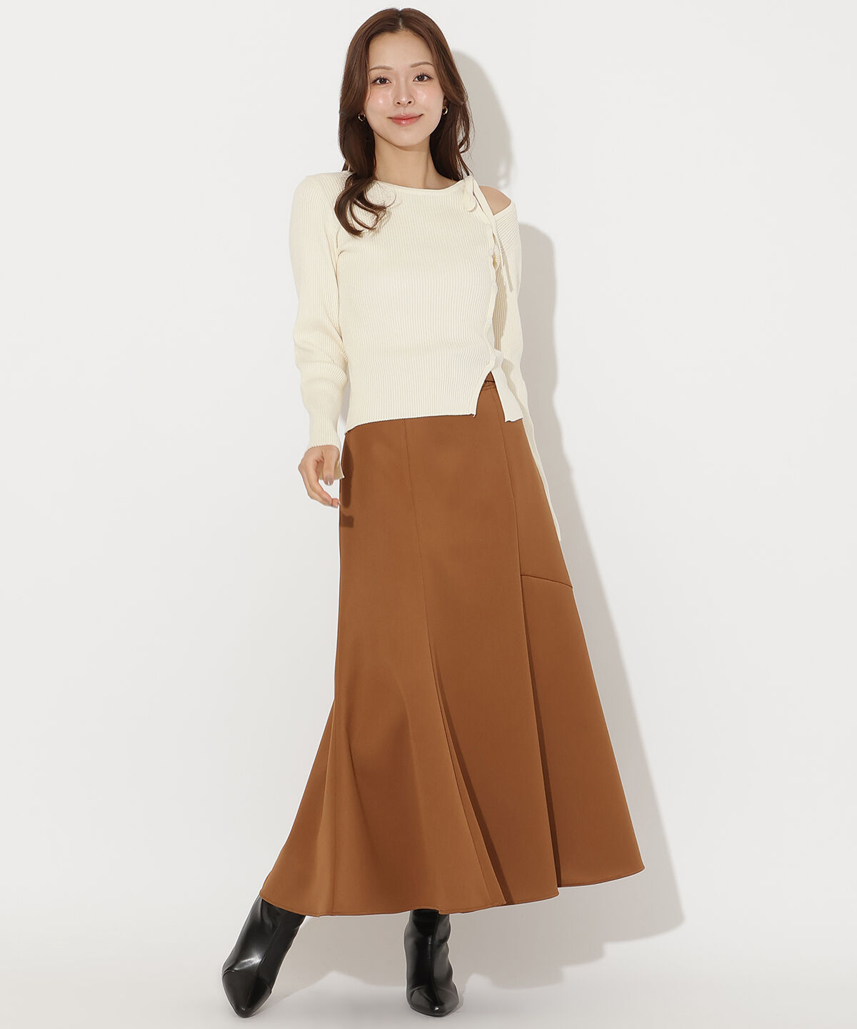 アンドクチュール「アシメリボンスリットプルオーバー」|ニット・セーター|