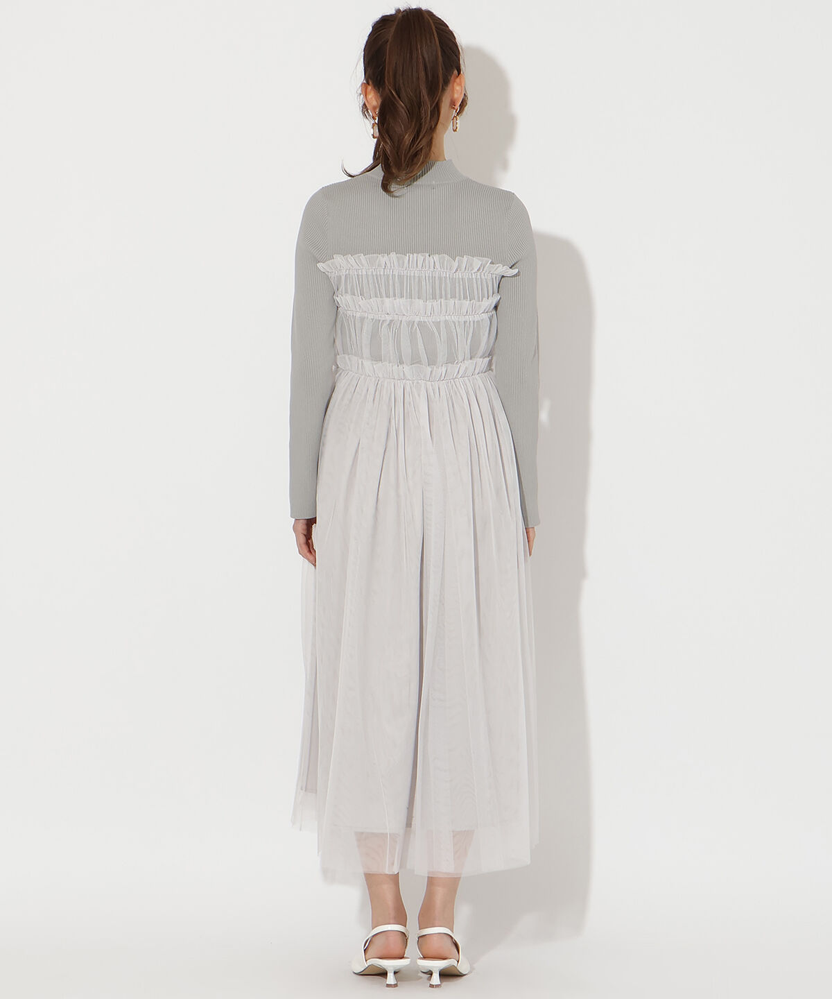 アンドクチュール「チュールギャザードッキングワンピース」|ワンピース|