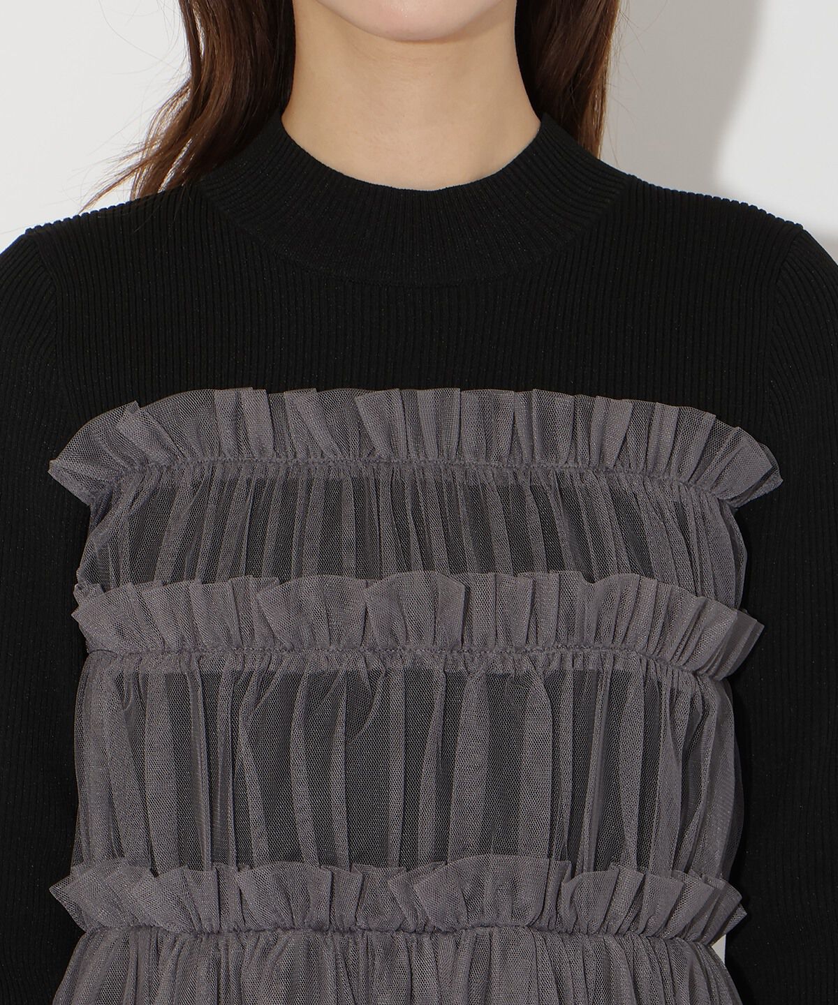 アンドクチュール「チュールギャザードッキングワンピース」|ワンピース|