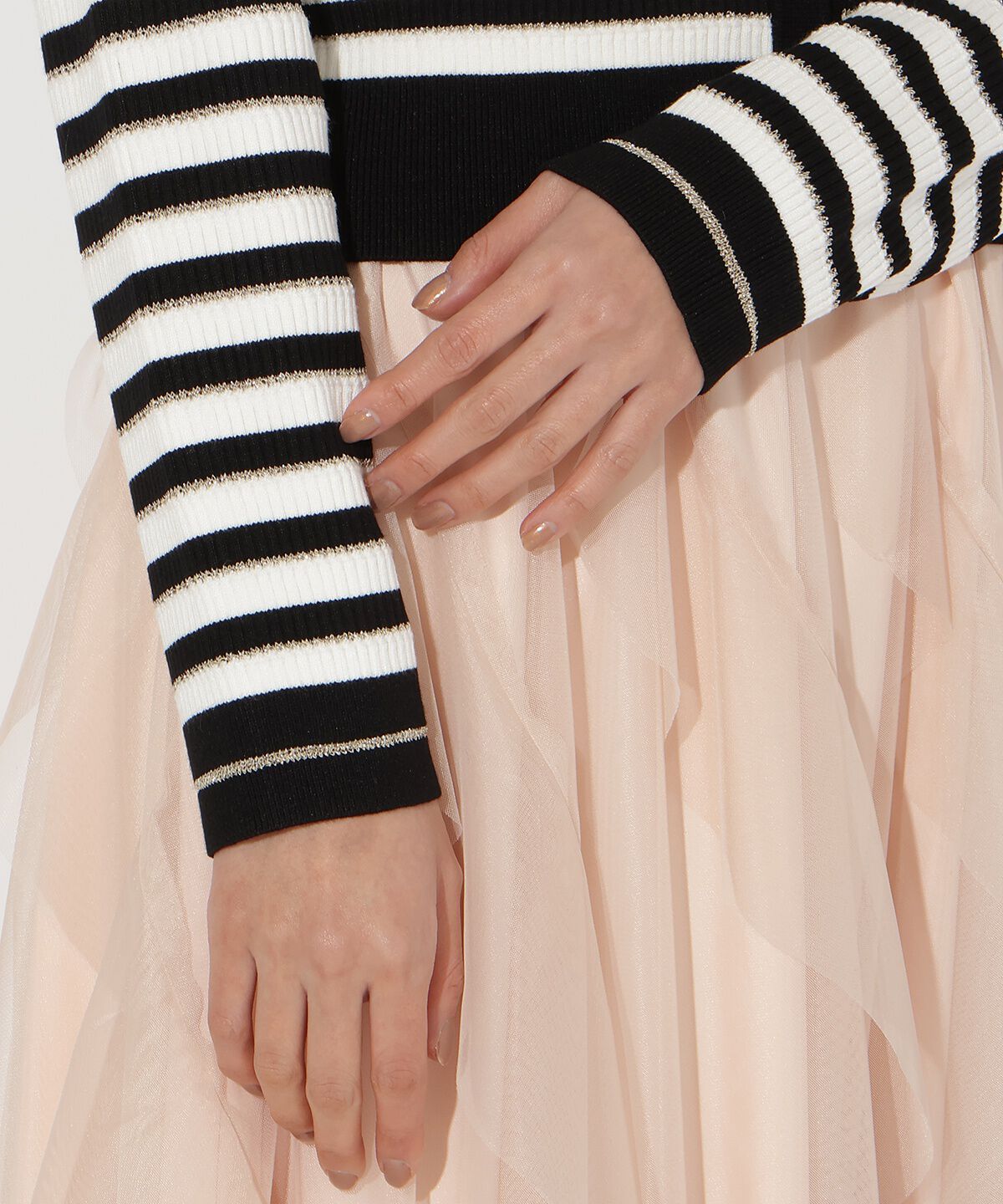 アンドクチュール「ラメボーダーニットカーディガン」|カーディガン|