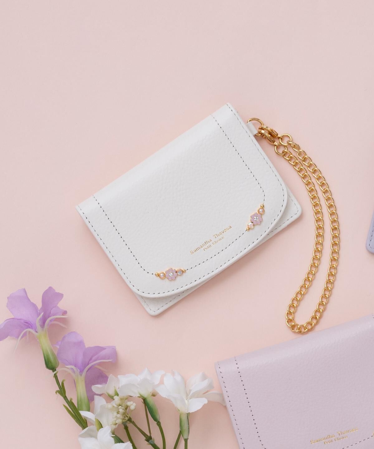 Samantha Thavasa Petit Choice「フラワーパール パスケース」|定期入れ|オフホワイト