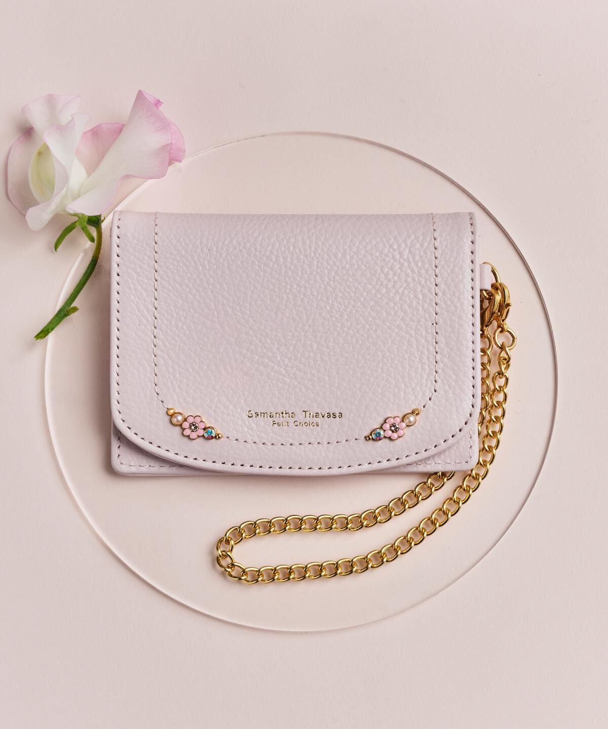 Samantha Thavasa Petit Choice「フラワーパール パスケース」|定期入れ|ピンク