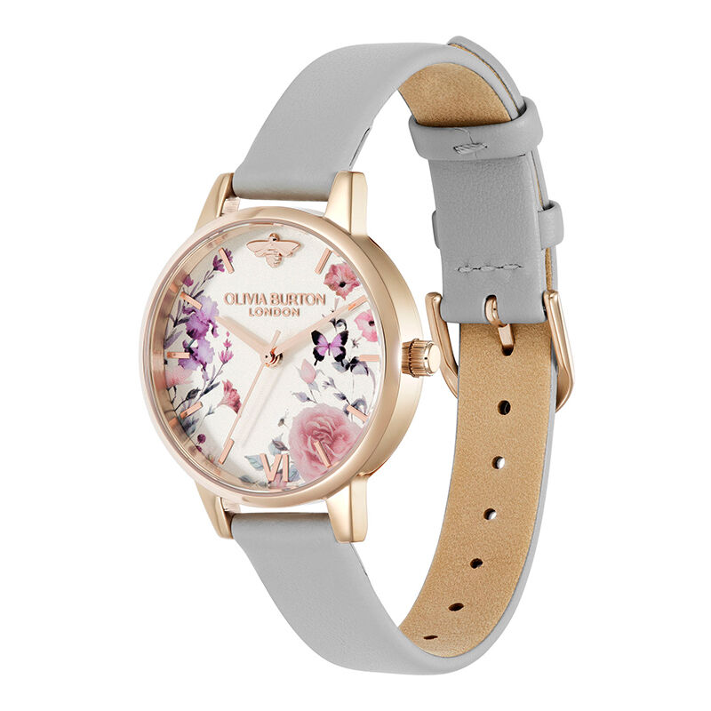 OLIVIA BURTON 「〈OLIVIA BURTON(ｵﾘﾋﾞｱﾊﾞｰﾄﾝ)〉ｼｸﾞﾈﾁｬｰ 30mm ｲﾗｽﾄﾚｲﾃｯﾄﾞ ﾌﾛｰﾗﾙ ﾗｲﾄｸﾞﾚｰ ﾚｻﾞｰ」|腕時計|