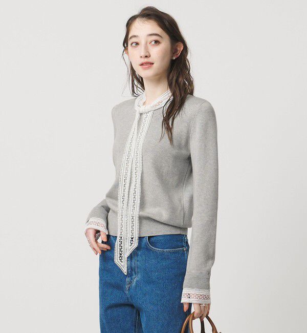 UNITED ARROWS「4WAY ボウタイレース ニット」|ニット・セーター|LT.GRAY