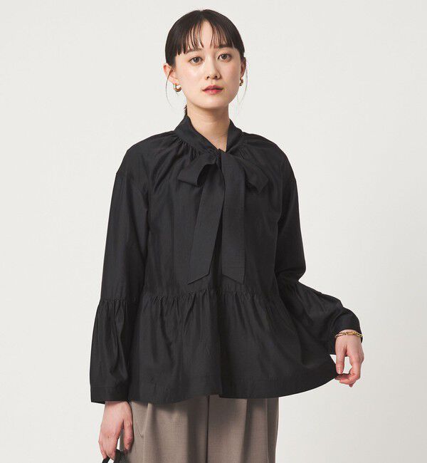 UNITED ARROWS green label relaxing「【別注】＜dahl'ia＞シアー ボウタイ ブラウス」|シャツ・ブラウス|BLACK