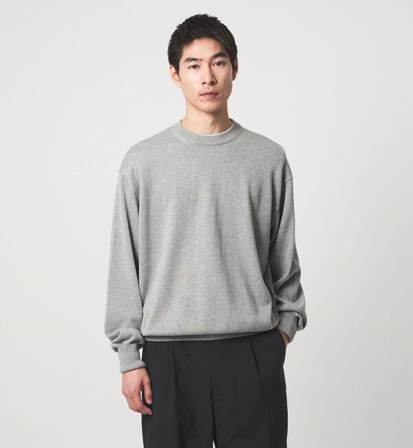 UNITED ARROWS green label relaxing「FINE BASIC アメリカンシーアイランドコットン クルーネック ニット」|ニット・セーター|MD.GRAY