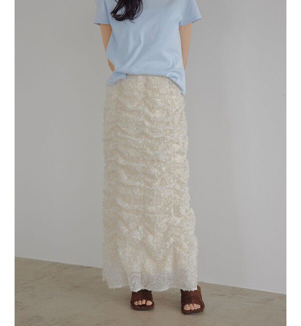 EMMEL REFINES「＜EMMEL REFINES＞EM ドットペタル ギャザースカート」|スカート|OFF WHITE