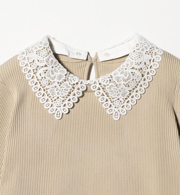 UNITED ARROWS green label relaxing「リブ エリレース 2WAY 5分袖 ニット プルオーバー」|ニット・セーター|