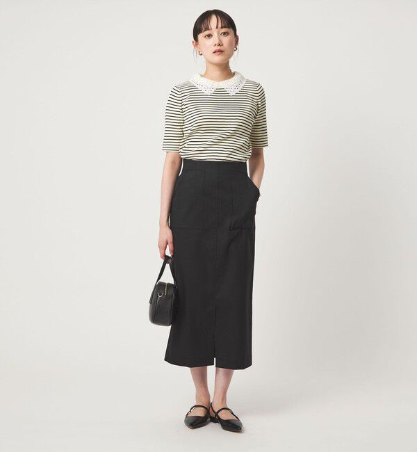 UNITED ARROWS green label relaxing「リブ エリレース 2WAY 5分袖 ニット プルオーバー」|ニット・セーター|