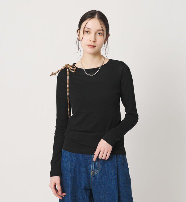 BEAUTY&YOUTH UNITED ARROWS「ハイツイストコットン シアークレープ ロングスリーブTシャツ」|Tシャツ・カットソー|BLACK