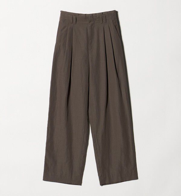 BEAUTY&YOUTH UNITED ARROWS「麻ブレンド バックゴム タック ワイドパンツ」|チノ|DK.BROWN