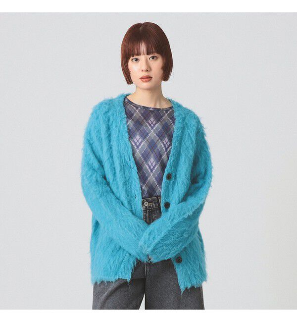Ray BEAMS 「ヘアリー シャギー Vネック カーディガン」|カーディガン|BLUE
