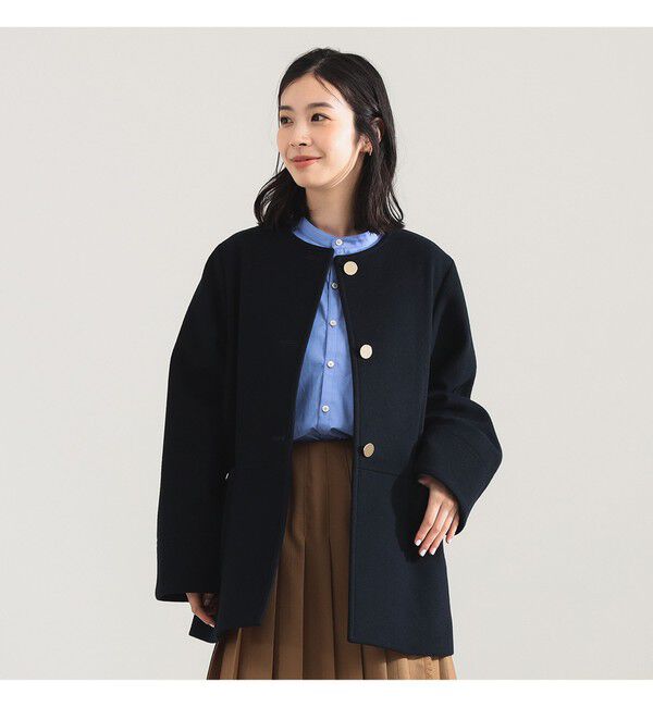 Demi-Luxe BEAMS 「ソフトメルトン ノーカラーコート」|ダッフルコート|