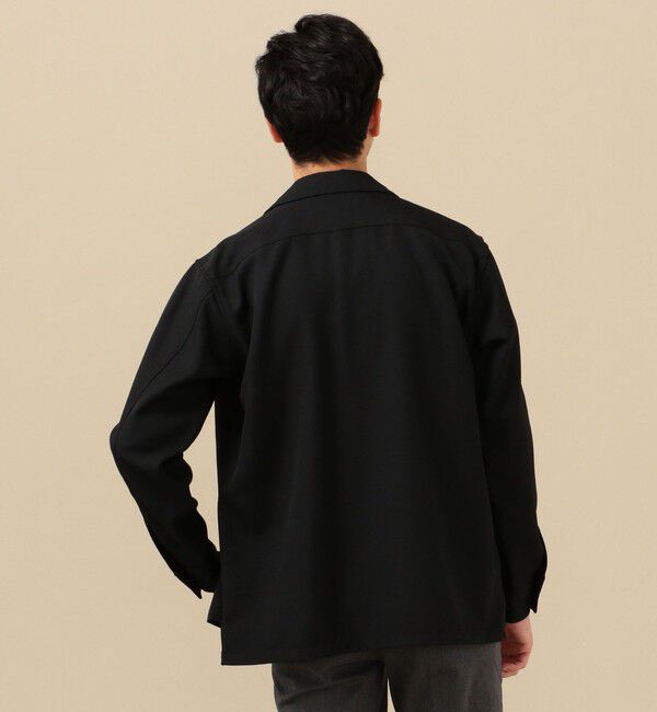 SHIPS「SC: ギャバジン オープンカラー シャツ ブラック」|シャツ・ブラウス|