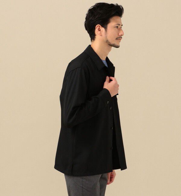 SHIPS「SC: ギャバジン オープンカラー シャツ ブラック」|シャツ・ブラウス|