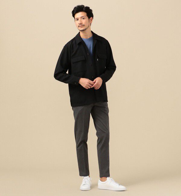 SHIPS「SC: ギャバジン オープンカラー シャツ ブラック」|シャツ・ブラウス|