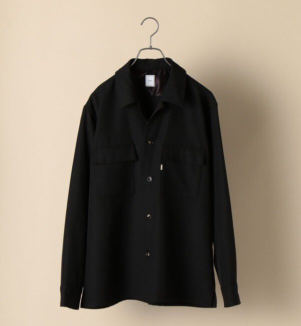 SHIPS「SC: ギャバジン オープンカラー シャツ ブラック」|シャツ・ブラウス|