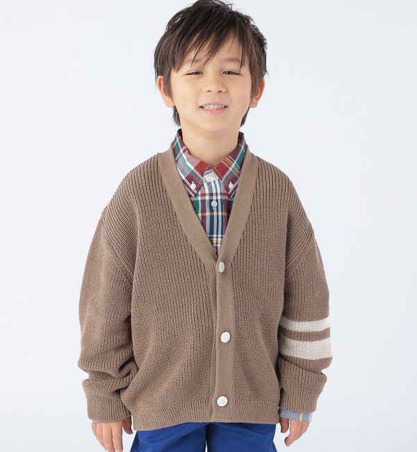 SHIPS KIDS「【SHIPS KIDS別注】ARCH&LINE:110～145cm / ギマ コットン カーディガン」|カーディガン|キャメル