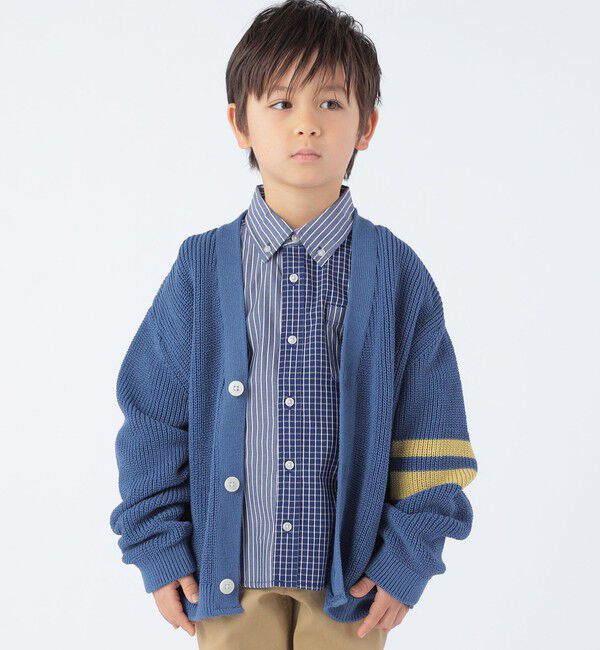 SHIPS KIDS「【SHIPS KIDS別注】ARCH&LINE:110～145cm / ギマ コットン カーディガン」|カーディガン|ブルー