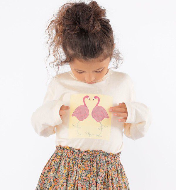 SHIPS KIDS「SHIPS KIDS:100～130cm / ツイン バード フェイクファー 長袖 TEE」|Tシャツ・カットソー|