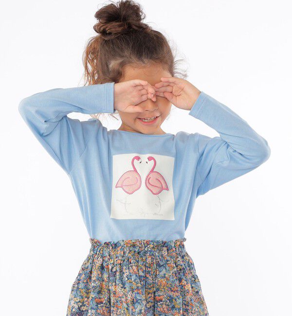 SHIPS KIDS「SHIPS KIDS:100～130cm / ツイン バード フェイクファー 長袖 TEE」|Tシャツ・カットソー|