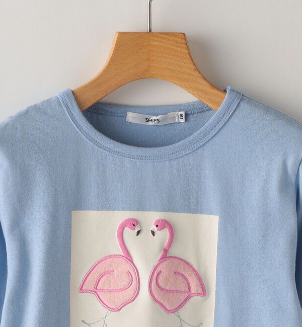 SHIPS KIDS「SHIPS KIDS:100～130cm / ツイン バード フェイクファー 長袖 TEE」|Tシャツ・カットソー|