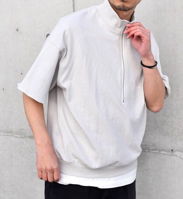 SHIPS any「SHIPS any: COTTON USA ワンポイント ロゴ ハーフジップ Tシャツ◇」|Tシャツ・カットソー|